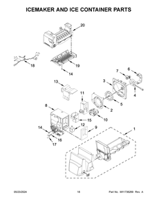 Icemaker And Ice Container Parts Diagram and Parts List for MFI2570FEW11  Maytag Refrigerator