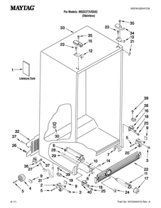Cabinet Parts Diagram and Parts List for MSD2272VES02  Maytag Refrigerator