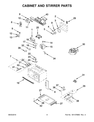 Cabinet And Stirrer Parts Diagram and Parts List for JMC2427IL02  Maytag Microwave