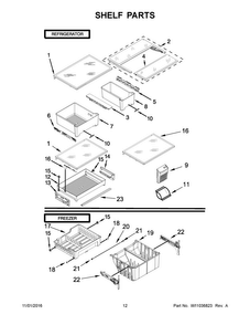 Shelf Parts Diagram and Parts List for MFF2055FRB00  Maytag Refrigerator