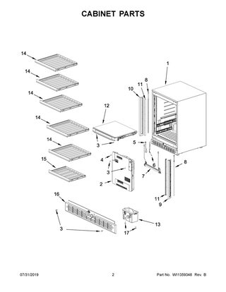 Cabinet Parts Diagram and Parts List for JUWFL242HL00  Maytag Wine and Beverage Cooler