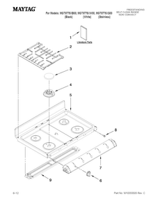 Cooktop Parts Diagram and Parts List for MGT8775XB00  Maytag Range