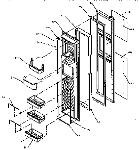 Freezer Door Diagram and Parts List for SXD25NP-P1162420W  Amana Refrigerator