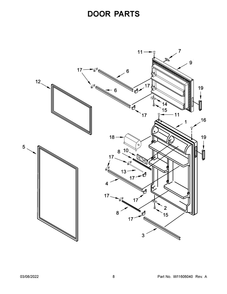 Door Parts Diagram and Parts List for MRT118FFFZ07  Maytag Refrigerator