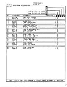 Shelves And Accessories Page 2 Diagram and Parts List for 22844-0A  Admiral Refrigerator