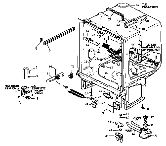 Tub Diagram and Parts List for DUS600B,WW P1173817W Caloric Dishwasher