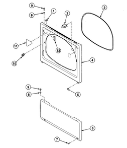 Front Panel Diagram and Parts List for SDEH07QJ1500  Speed Queen Dryer