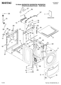 Top And Cabinet Parts Diagram and Parts List for MHWZ600TB02  Maytag Washer