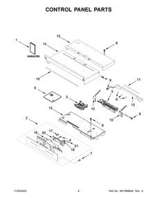 Control Panel Parts Diagram and Parts List for JJW2830LM01  Jenn-Air Wall Oven