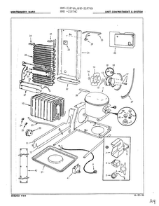 Unit Compartment And System Diagram and Parts List for 21874A  Admiral Refrigerator