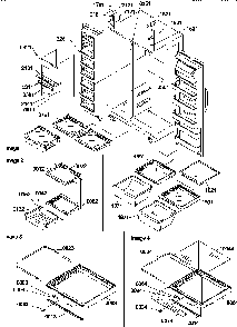 Refrigerator/freezer Shelves, Lights, And Hinges Diagram and Parts List for SX322S2W-P1307302WW  Amana Refrigerator