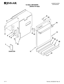 Door And Panel Parts Diagram and Parts List for JDB2150AWP0  Jenn-Air Dishwasher