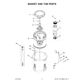 Basket And Tub Parts Diagram and Parts List for MVW6500MW1  Maytag Washer