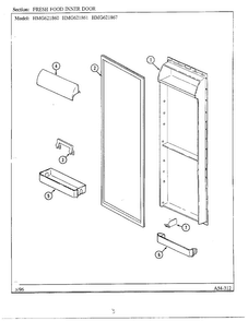 Fresh Food Inner Door Diagram and Parts List for HMG621860  Admiral Refrigerator