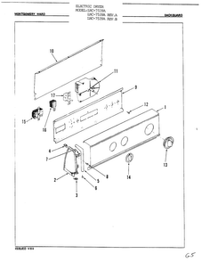 Backguard Diagram and Parts List for 7539A REV A Norge Dryer