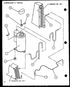 Compressor & Tubing (ptc09300e/p9999708r) (ptc09400e/p9806708r) (ptc09300ec/p9811708r) (ptc09400ec/p9872408r) Diagram and Parts List for PTC12400EC P9872429R Amana Air Conditioner