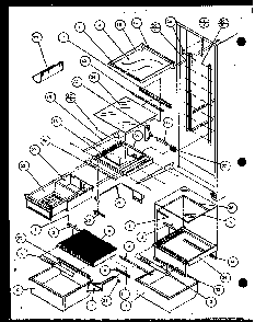 Refrigerator Shelving And Drawers Diagram and Parts List for SBD20K-P1102508W  Amana Refrigerator