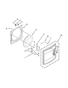 Door Parts Diagram and Parts List for MHW7000XG1  Maytag Washer