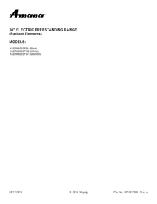 Cover Sheet Diagram and Parts List for YAER6603SFS0  Amana Range