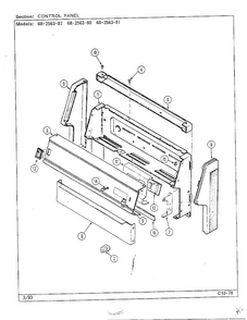 Control Panel Diagram and Parts List for 68-2563-87  Magic Chef Range