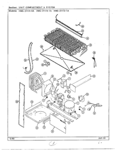 Unit Compartment And System Diagram and Parts List for 21173-0A  Admiral Refrigerator