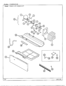 Compressor Diagram and Parts List for HMG211470  Admiral Refrigerator