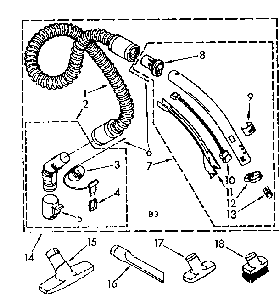 Hose And Attachment Parts Diagram and Parts List for 1162497580  Kenmore Filters & Accessories