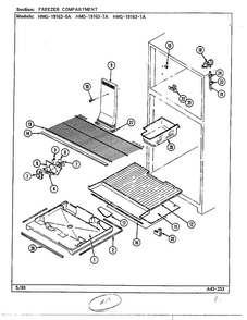 Freezer Compartment Diagram and Parts List for 19163-0A  Admiral Refrigerator