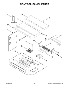 Control Panel Parts Diagram and Parts List for JMW2430LL03  Jenn-Air Microwave Oven Combo