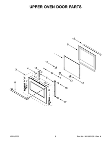 Upper Oven Door Parts Diagram and Parts List for JJW2830LL01  Jenn-Air Wall Oven