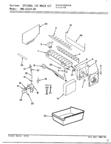 Optional Ice Maker Kit Diagram and Parts List for 21314-0A  Admiral Refrigerator