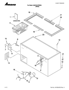 Cabinet Parts Diagram and Parts List for AQC2213TEW04  Amana Freezer