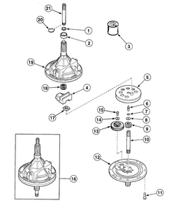 Transmission Diagram and Parts List for SWT210WN1124  Speed Queen Washer