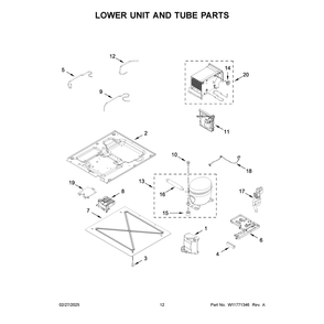 Lower Unit And Tube Parts Diagram and Parts List for JBRFL30IGX20  Jenn-Air Refrigerator