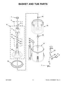 Basket And Tub Parts Diagram and Parts List for ATW4516MW0  Admiral Washer