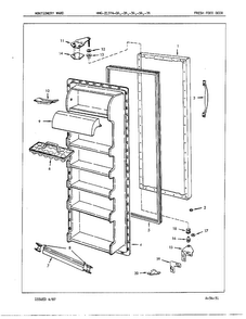 Fresh Food Door Diagram and Parts List for 21374A  Admiral Refrigerator