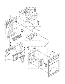 Dispenser Front Parts Diagram and Parts List for JS42CXDUDB02  Jenn-Air Refrigerator