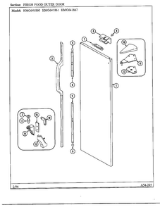 Fresh Food Outer Door Diagram and Parts List for 641861  Admiral Refrigerator