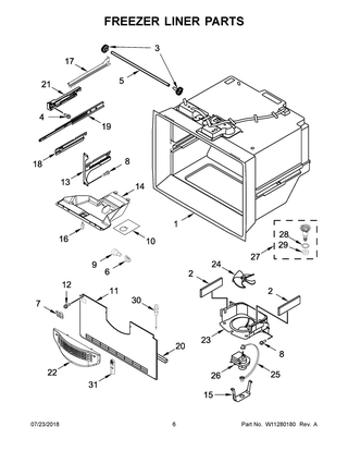 Freezer Liner Parts Diagram and Parts List for MBL1957FEZ02  Maytag Refrigerator