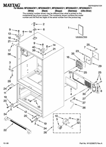 Cabinet Parts Diagram and Parts List for MFI2266AES11  Maytag Refrigerator