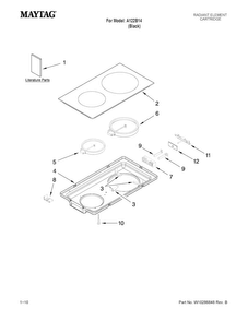 Glass Cartridge Diagram and Parts List for A122B14  Jenn-Air Range