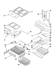 Shelf Parts Diagram and Parts List for 5GFC20PRYW0  Maytag Refrigerator