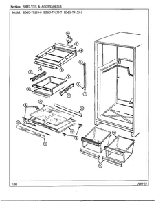 Shelves And Accessories Diagram and Parts List for 79153-0B  Admiral Refrigerator