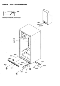 Ladders, Lower Cabinet And Rollers Diagram and Parts List for TSI25VE-P1308102WE  Amana Refrigerator