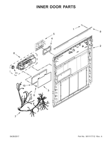 Inner Door Parts Diagram and Parts List for ADB1400AGS1  Amana Dishwasher