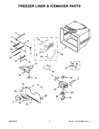 Freezer Liner & Icemaker Parts Diagram and Parts List for MFC2062FEZ03  Maytag Refrigerator