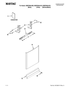 Door And Panel Parts Diagram and Parts List for MDB7609AWB3  Maytag Dishwasher