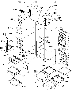 Refrigerator/freezer Shelves, Lights, And Hinges Diagram and Parts List for SRDE528SW-P1184904WW  Amana Refrigerator