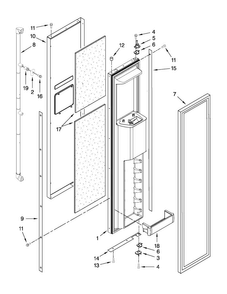 Freezer Door Parts Diagram and Parts List for JS42PPDUDB02  Jenn-Air Refrigerator