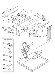Top And Console Parts Diagram and Parts List for 4KNED5800TQ0  Amana Dryer